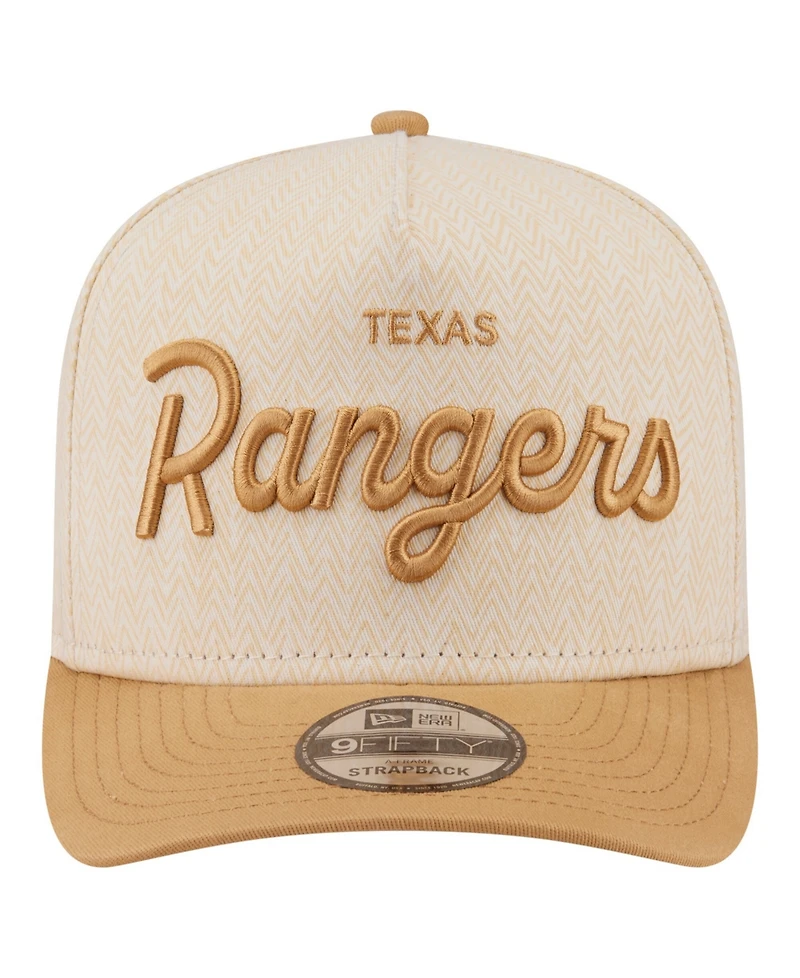 New Era Men's Cream Texas Rangers Herringbone 9FIFTY A-Frame Snapback Hat