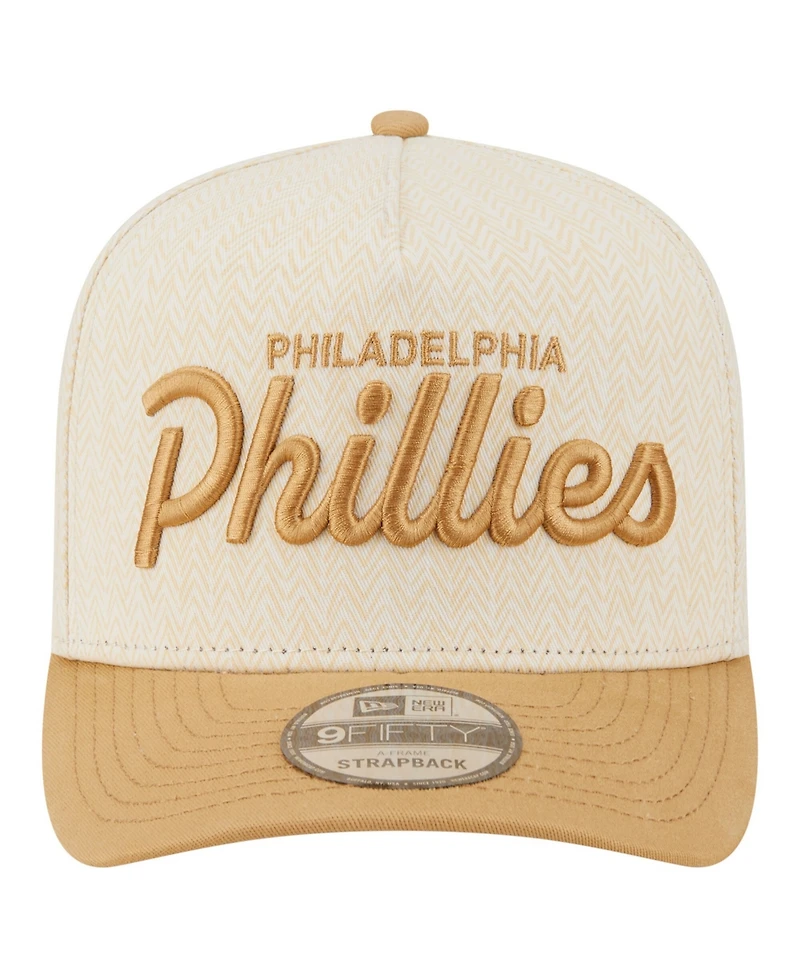 New Era Men's Cream Philadelphia Phillies Herringbone 9FIFTY A-Frame Snapback Hat