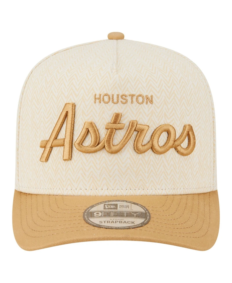 New Era Men's Cream Houston Astros Herringbone 9FIFTY A-Frame Snapback Hat