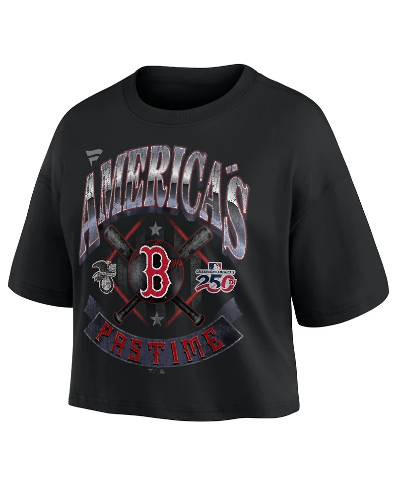Fanatics Women's Black Boston Red Sox Americana Crop T-Shirt