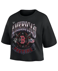 Fanatics Women's Black Boston Red Sox Americana Crop T-Shirt
