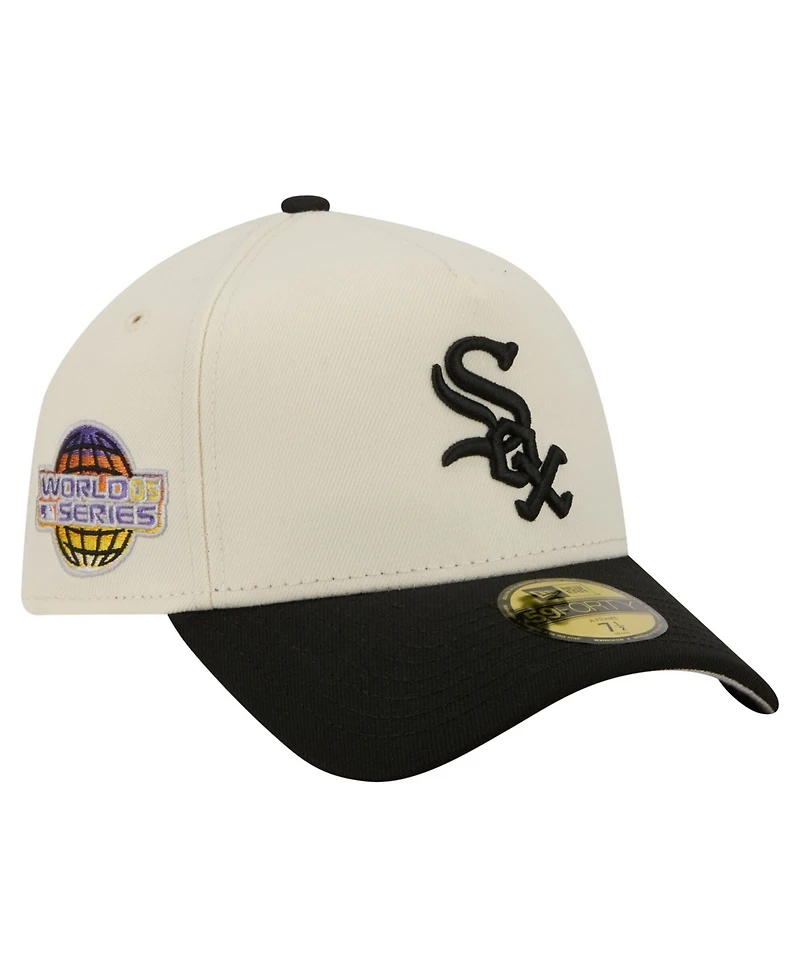 New Era Men's Cream Chicago White Sox Chrome A-Frame 59FORTY Fitted Hat