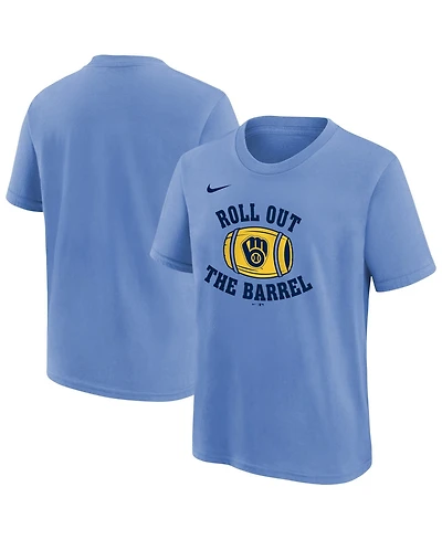 Nike Big Boys and Girls Light Blue Milwaukee Brewers Hometown Collection T-Shirt