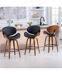 Dyhome 26 Inches Mid-Century Modern Swivel Bar Stools, Set of 3