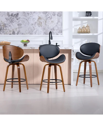 Dyhome 26 Inches Mid-Century Modern Swivel Bar Stools, Set of 3