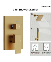 Everstein Pressure-Balanced Rainfall Shower System High-Pressure Rain Head with Handheld Spray Brushed