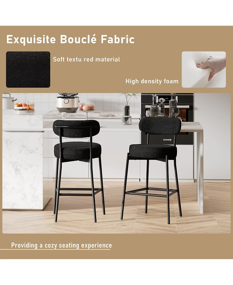 Dyhome 30" Bar Stools Set of 3, Counter Height Chairs with Backrest and Footrest