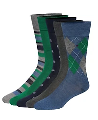 Tommy Hilfiger Men's Crew Length Dress Socks, Assorted Patterns, Pack of 5