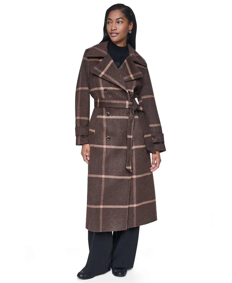 Dkny Womens Notch Collar Belted Wrap Coat