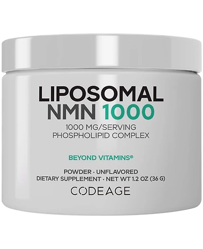 Codeage Liposomal Nmn 1000mg Powder, Nicotinamide Mononucleotide, Nad Plus Precursor, Unflavored, 1.2 Ounce