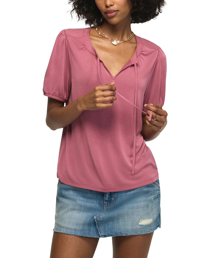 Lucky Brand Women's Sandwash Tie-Front Shirred Top