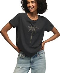 Lucky Brand Women's Embellished Palm Tree Motif Crewneck T-Shirt