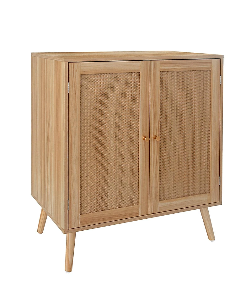homfan Sideboard Buffet Cabinet with Rattan Doors Farmhouse Storage Table with Wood Feet for Living Room Kitchen Hallway