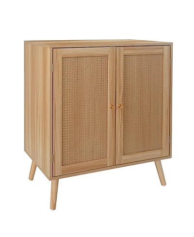 homfan Sideboard Buffet Cabinet with Rattan Doors Farmhouse Storage Table with Wood Feet for Living Room Kitchen Hallway