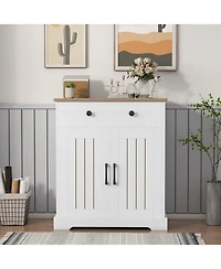 homfan Buffet Cabinet with Storage Farmhouse Kitchen Cabinet with Drawer and Adjustable Shelf for Living Room, Entryway