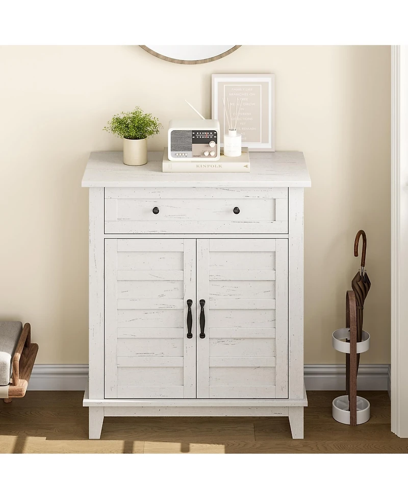 homfan Farmhouse Sideboard Buffet Cabinet with Storage, Drawer and Doors, Coffee Bar Table for Kitchen, Dining Room