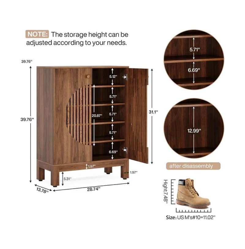 Slickblue Modern Shoe Rack Organizer with Doors Holds Up to 20 Pairs