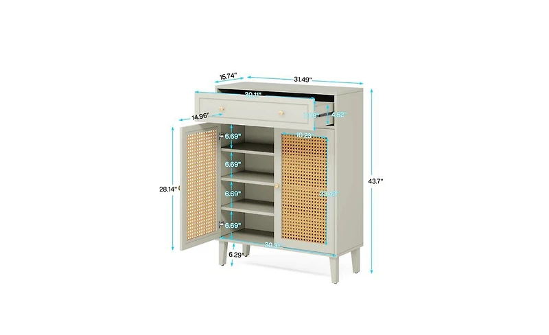 Slickblue Modern Wooden Shoe Cabinet with Drawer and Adjustable Shelves