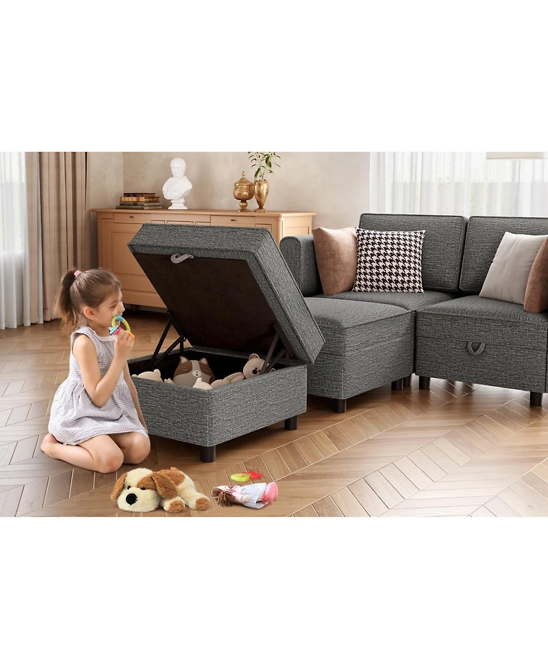 gaomon Convertible Sectional Sofa, Modular Sectional Sofa with Reversible Chaise, Chenille U-Shape Modular Couch with Storage Seats and Ottomans