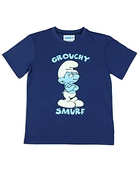 The Smurfs Boys' ( 4 To 16 ) Grouchy Smurf 2 Piece Short Sleeves and Shorts Kids Pajama Set