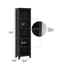 gaomon 71" Tall Farmhouse Bookcase with Adjustable Shelves, 5-Tier Wood Bookshelf, Storage Display Cabinet for Living Room, Home Office