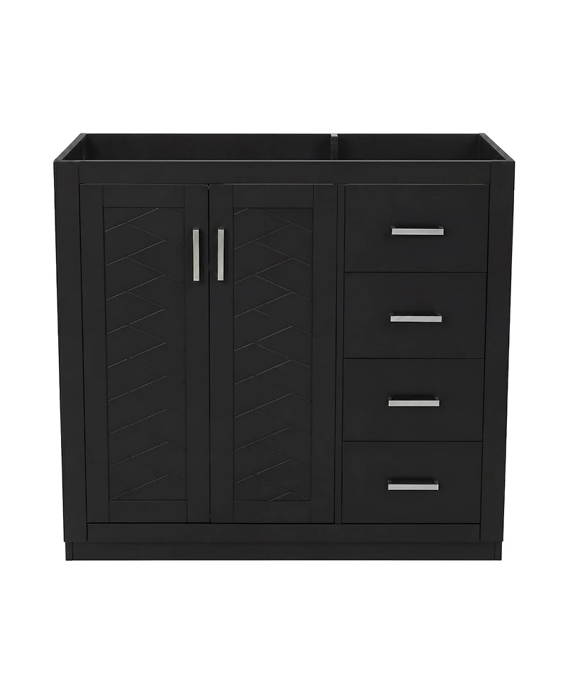 Busdays 36Inch Bathroom Vanity without Top Sink Solid Wood Frame Freestanding Storage Cabinet with 3 Drawers and Soft Closing Doors Basin Not Included