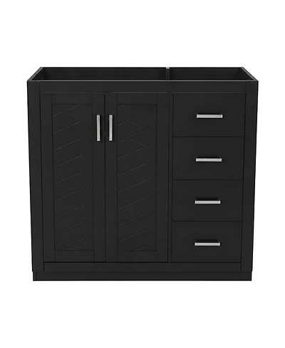 Busdays 36Inch Bathroom Vanity without Top Sink Solid Wood Frame Freestanding Storage Cabinet with 3 Drawers and Soft Closing Doors Basin Not Included