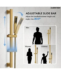 Everstein Pressure Balanced Complete Shower System 10" Rain Head with Handheld Spray Slide Bar Brushed