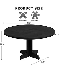 gaomon 47" Round Dining Table, Wood Kitchen Table for 4-6, Farmhouse Style, Table Only