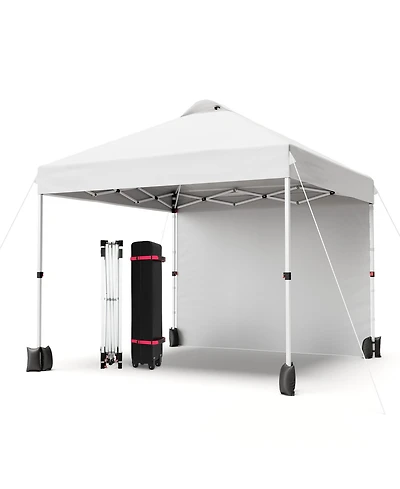 gaomon 10x10FT Pop Up Canopy Tent, Removable Sidewall, Adjustable Height, Vented Roof, Waterproof Silver Coating, Quick Setup with Wheeled Carry Bag