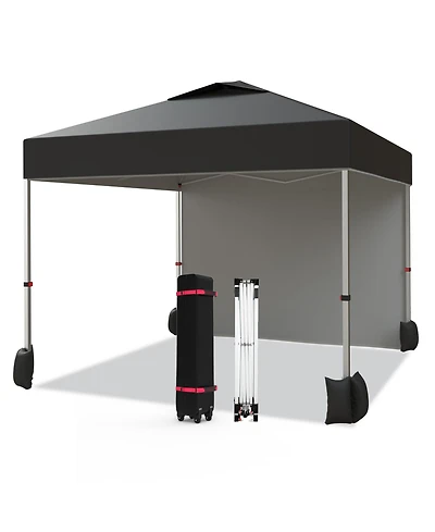 gaomon 10x10FT Pop Up Canopy Tent, Removable Sidewall, Adjustable Height, Vented Roof, Waterproof Silver Coating, Quick Setup with Wheeled Carry Bag