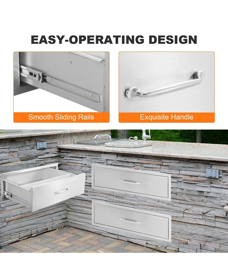 homfan Stainless Steel Storage Drawer, Metal Cabinet Drawer for Kitchen, Pantry, or Laundry Room