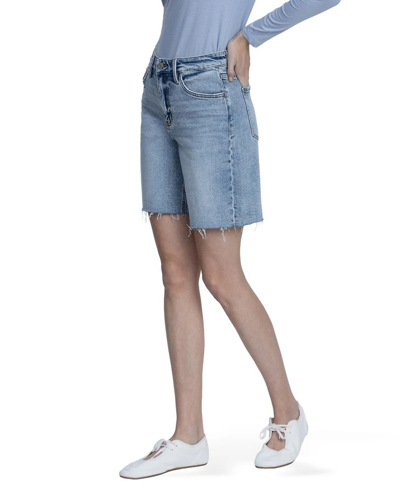 Vervet Women's High Rise Raw Hem Denim Shorts