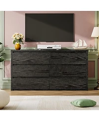 gaomon 6 Drawer Dresser for Bedroom, Wide Wood Chest of Drawers Handle Free, Large Modern Dresser Storage Cabinet for Living Room