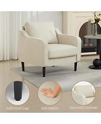 gaomon Mid-Century Modern Accent Chairs,Modern Linen Fabric Armchair for Living Room,Comfy Sofa Chairs with Scooped Arms