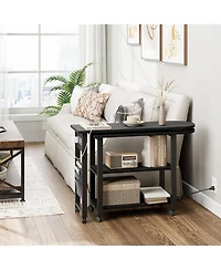 gaomon Rotating End Table Side Table with Charging Station Swivel Ene Table with Extra Storage Bag Movable End Table with 6 Swivel Wheels with Brakes