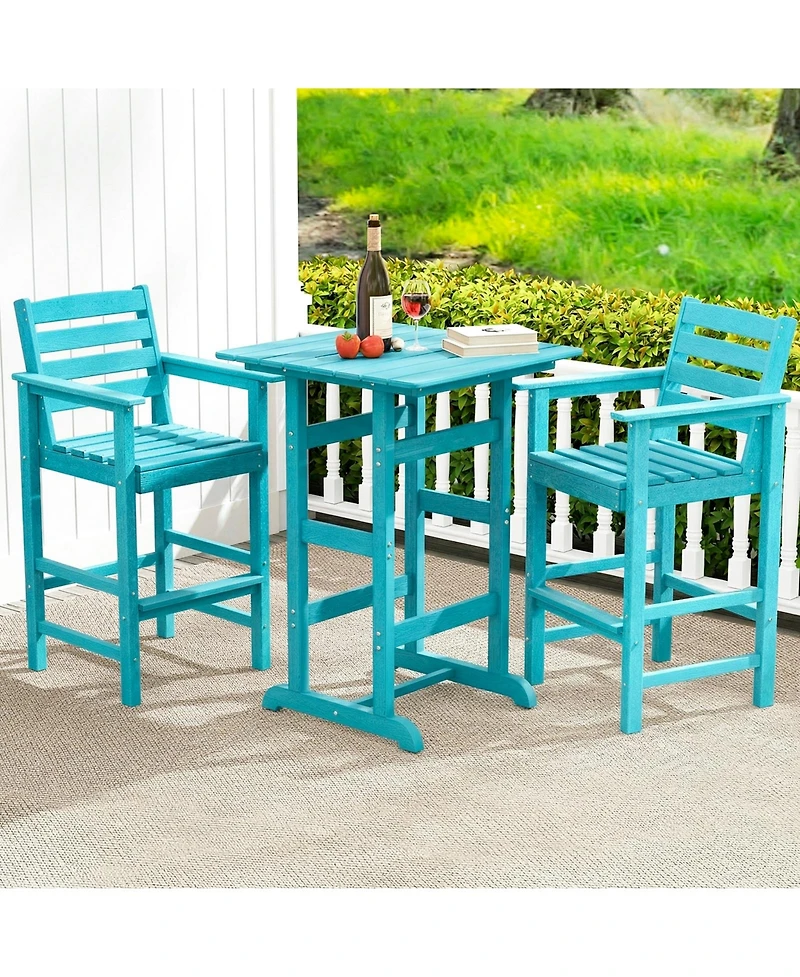 Gymax Patio Adirondack Bar Chairs Set of 4 with Wide Armrests and Footrest Backrest