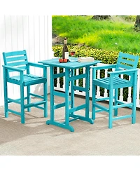 Gymax Patio Adirondack Bar Chairs Set of 4 with Wide Armrests and Footrest Backrest