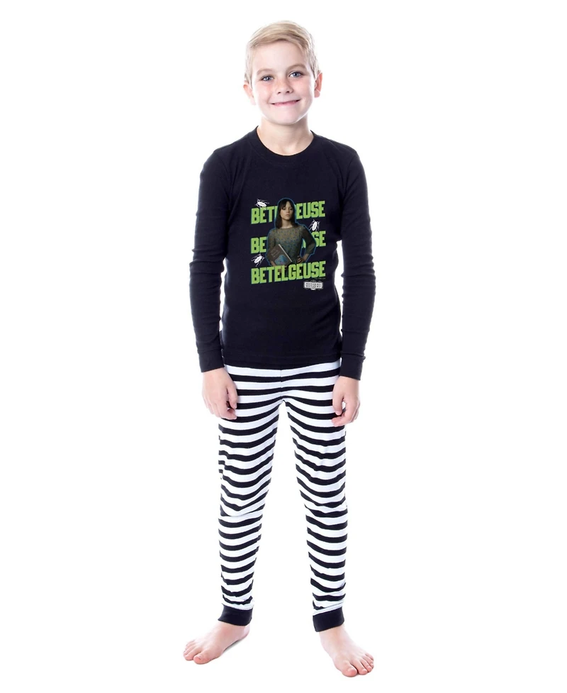 Beetlejuice 2 Girls' (4-14) Astrid Deetz Betelgeuse Striped Pajama Set For Kids Long Sleeve Pants