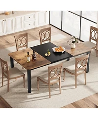 gaomon 78.7" Dining Table for 6-8, Industrial Farmhouse Kitchen Table with Metal Legs