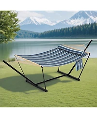 homfan 2 Person Hammock with Adjustable Steel Frame – Portable Outdoor Hammock Supports Up to 450 Lbs for Patio, Garden, Backyard or Beach Rest