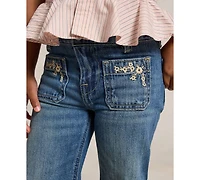 Polo Ralph Lauren Girls' 2T-6X Embroidered Flared Cotton Denim Jeans