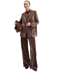 Emme Marella Women's Single-Breasted Lapel Collar Stretch Velvet Blazer