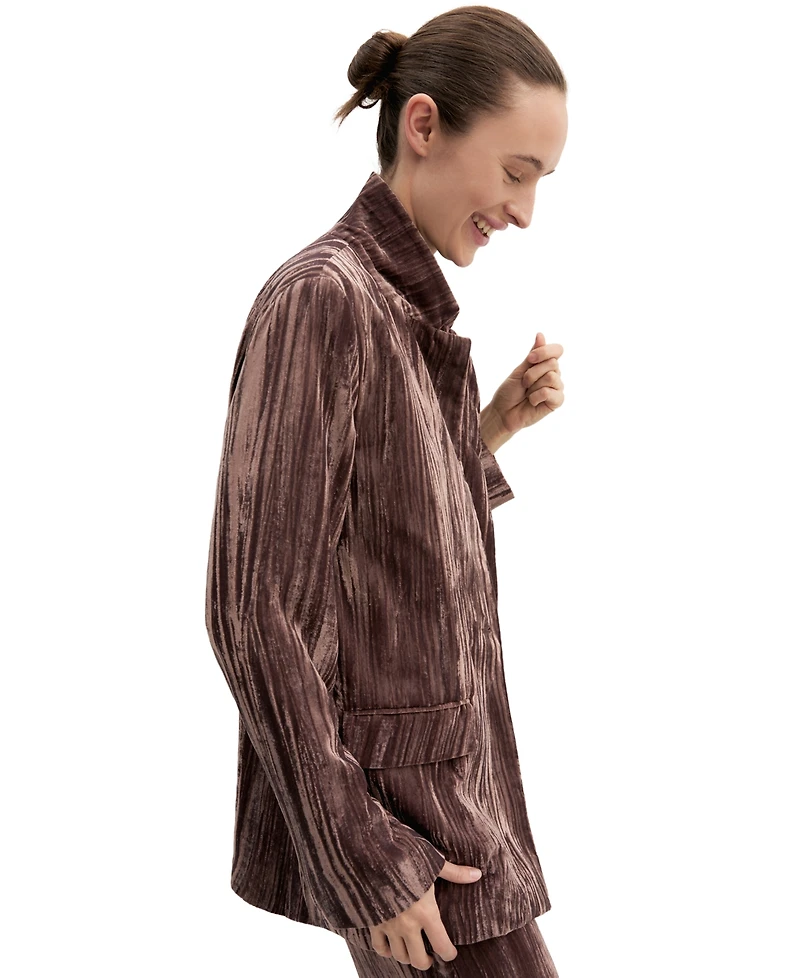 Emme Marella Women's Single-Breasted Lapel Collar Stretch Velvet Blazer