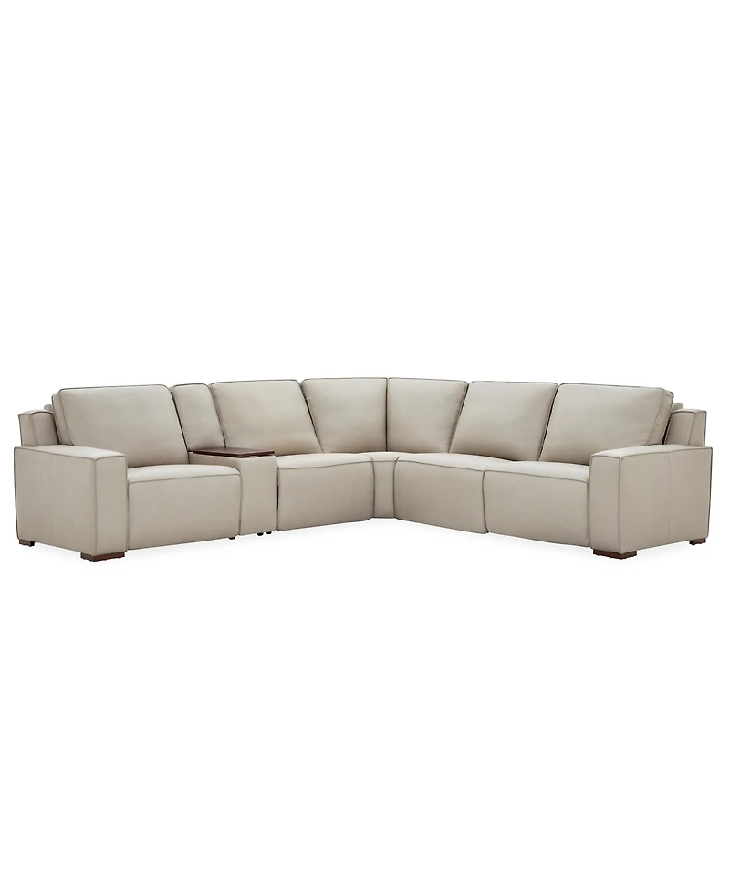 Aspen 3 Pm 6-Piece Leather L Sectional Sofa Set (Laf Recliner, Raf Console, Corner, Armless Chair), Macy's Exclusive