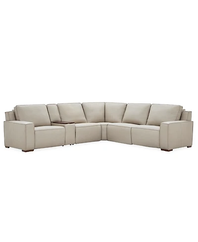 Aspen 3 Pm 6-Piece Leather L Sectional Sofa Set (Laf Recliner, Raf Console, Corner, Armless Chair), Macy's Exclusive