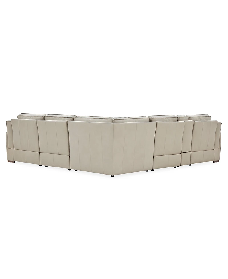 Aspen 3 Pm 6-Piece Leather L Sectional Sofa Set (Laf Recliner, Raf Console, Corner, Armless Chair), Macy's Exclusive