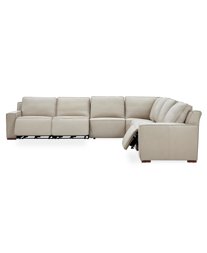 Aspen 3 Pm 5-Piece Leather L Sectional Sofa Set (Laf Recliner, Raf 2 Power Armless Chair, Corner), Macy's Exclusive