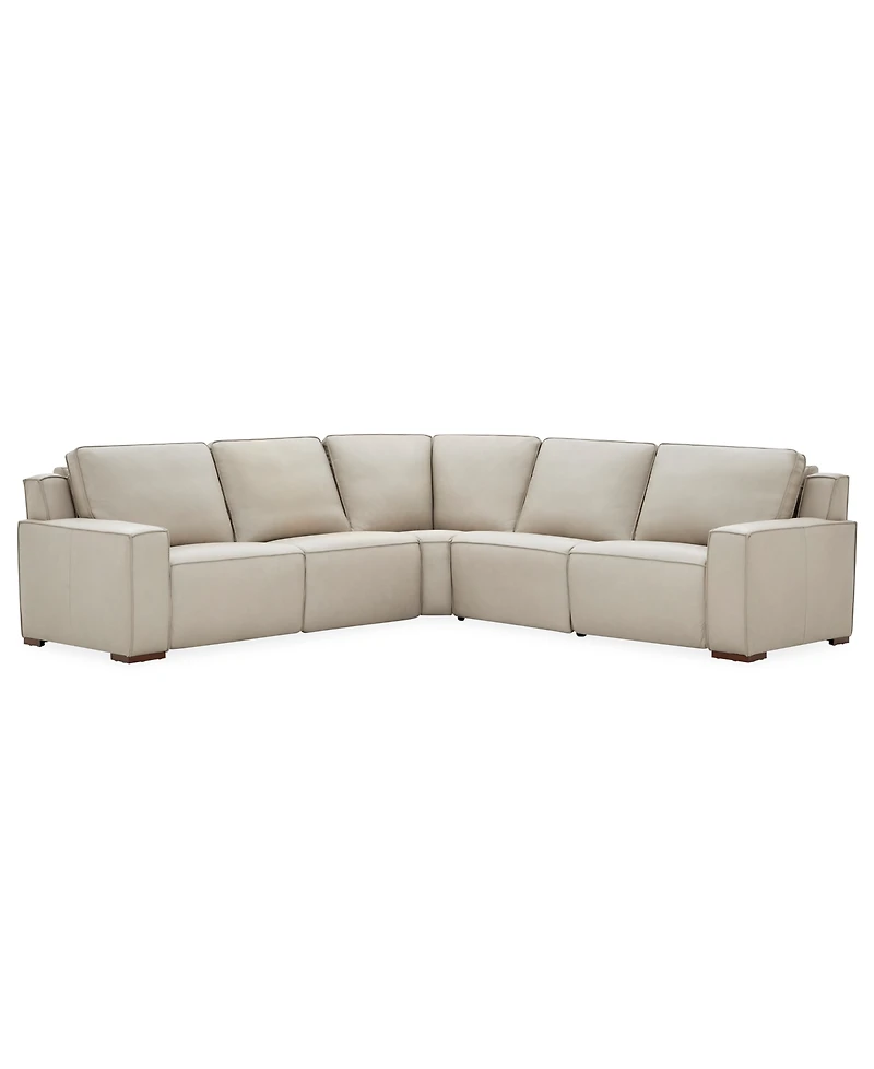 Aspen 3PM 5-Piece Leather Sectional Sofa Set (Laf Recliner, Raf 2 Armless Corner), Macy's Exclusive