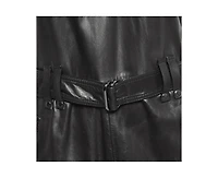 Pre-Owned Tom Ford Women's Black Leather V-Neck Belted Mini Dress